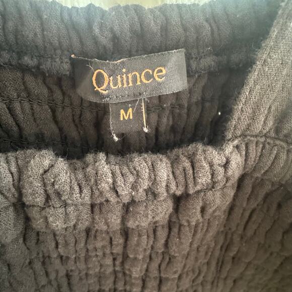 NWOT Quince Organic Cotton Gauze Smocked Jumpsuit – Washed Black – Size M - Picture 7 of 8